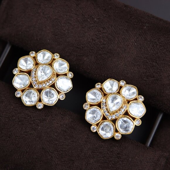 Royal Cluster Kundan Brass Earrings JP12